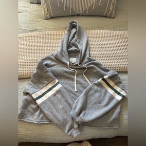 American Eagle Outfitters Gray Hoodie with Green and White Stripes size small